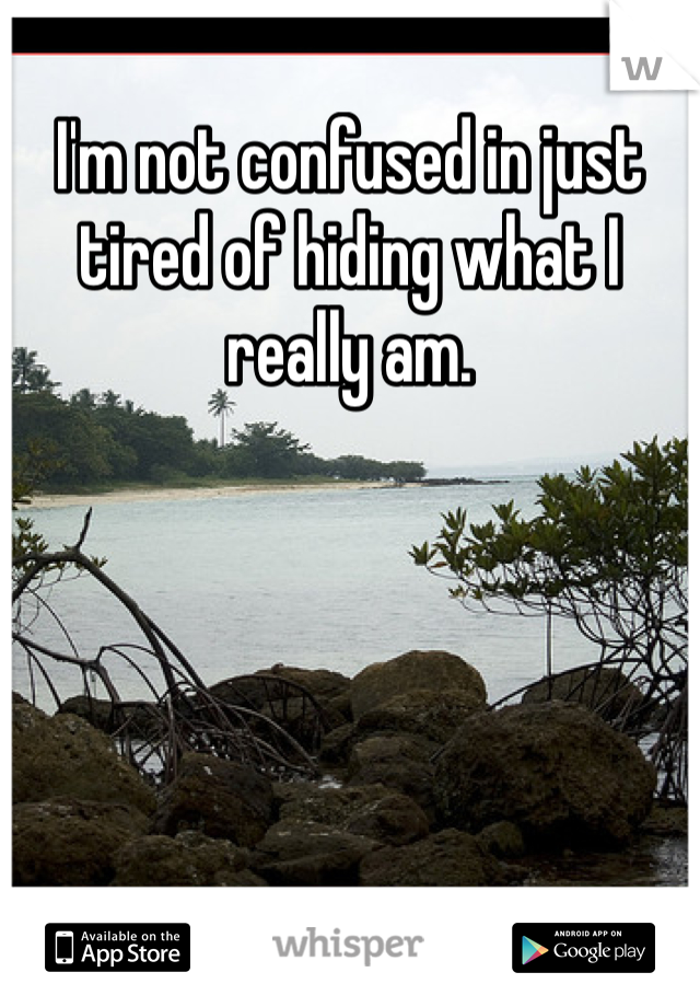 I'm not confused in just tired of hiding what I really am.
