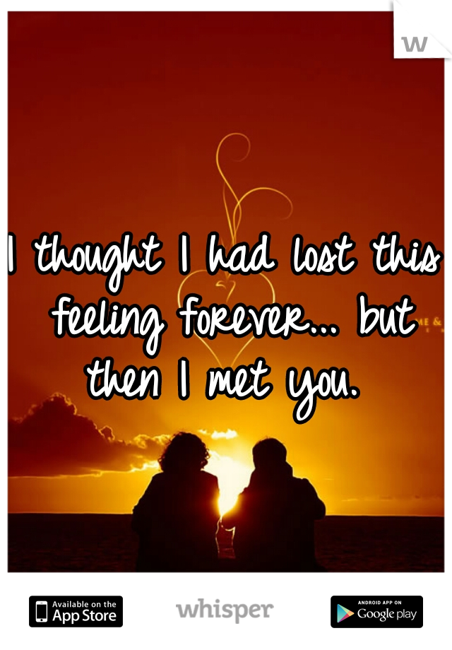 I thought I had lost this feeling forever... but then I met you. 