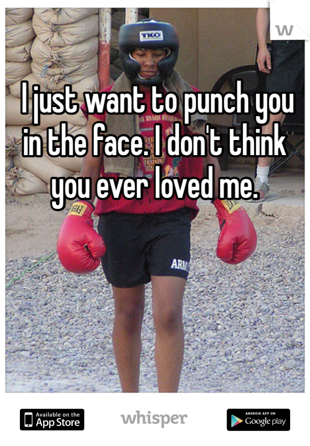  I just want to punch you in the face. I don't think you ever loved me. 