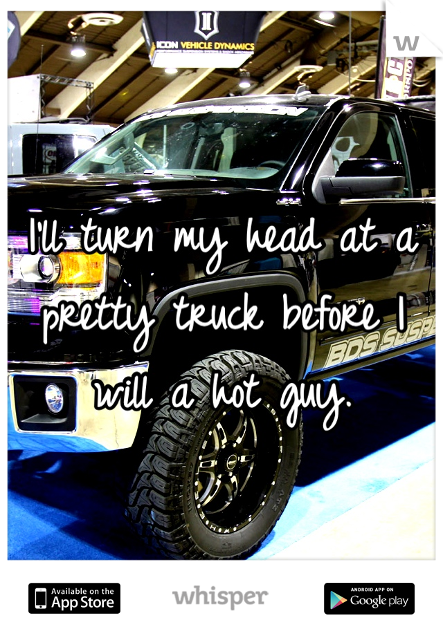 I'll turn my head at a pretty truck before I will a hot guy. 