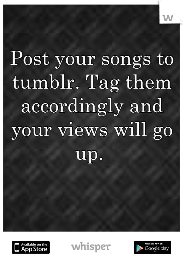 Post your songs to tumblr. Tag them accordingly and your views will go up. 