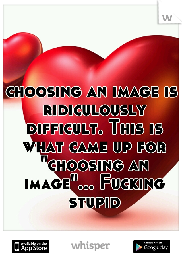 choosing an image is ridiculously difficult. This is what came up for "choosing an image"... Fucking stupid