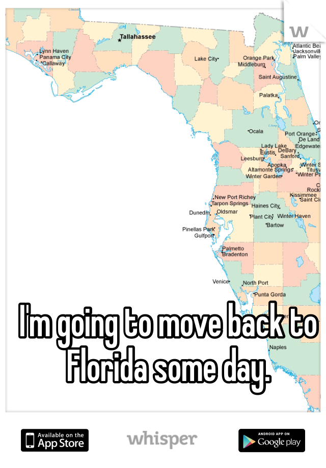 I'm going to move back to Florida some day.