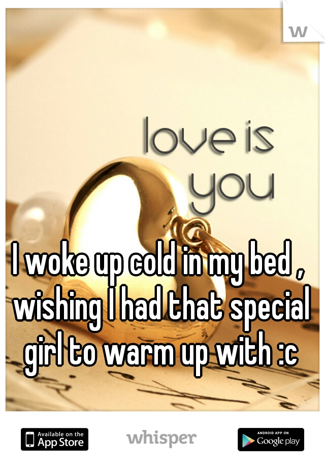 I woke up cold in my bed , wishing I had that special girl to warm up with :c