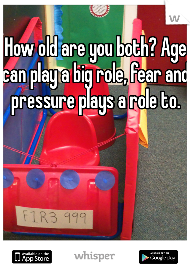 How old are you both? Age can play a big role, fear and pressure plays a role to. 