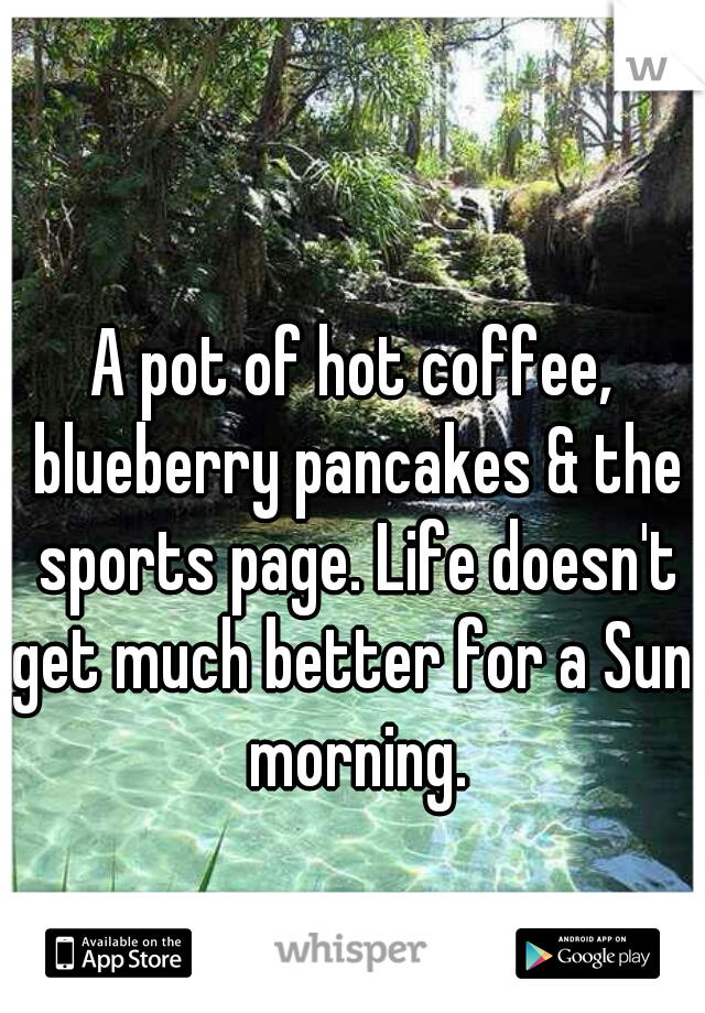 A pot of hot coffee, blueberry pancakes & the sports page. Life doesn't get much better for a Sun. morning.