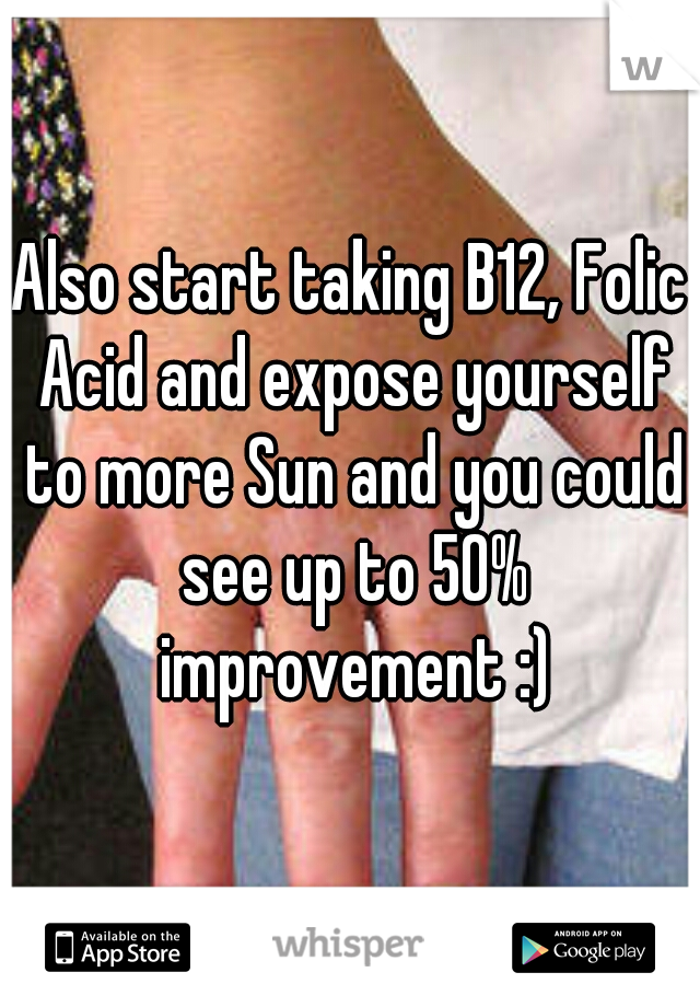 Also start taking B12, Folic Acid and expose yourself to more Sun and you could see up to 50% improvement :)