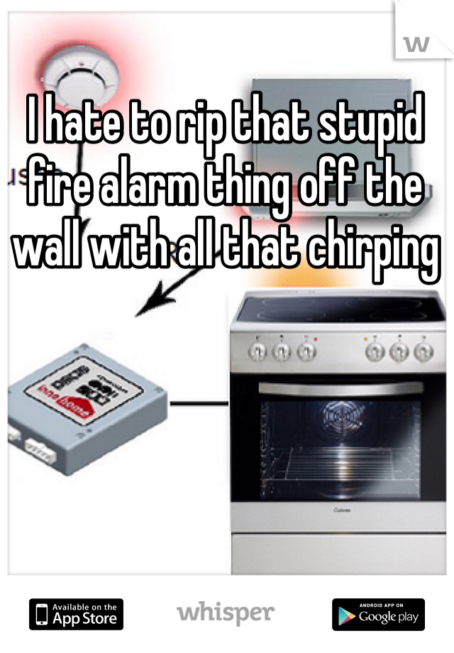 I hate to rip that stupid fire alarm thing off the wall with all that chirping 