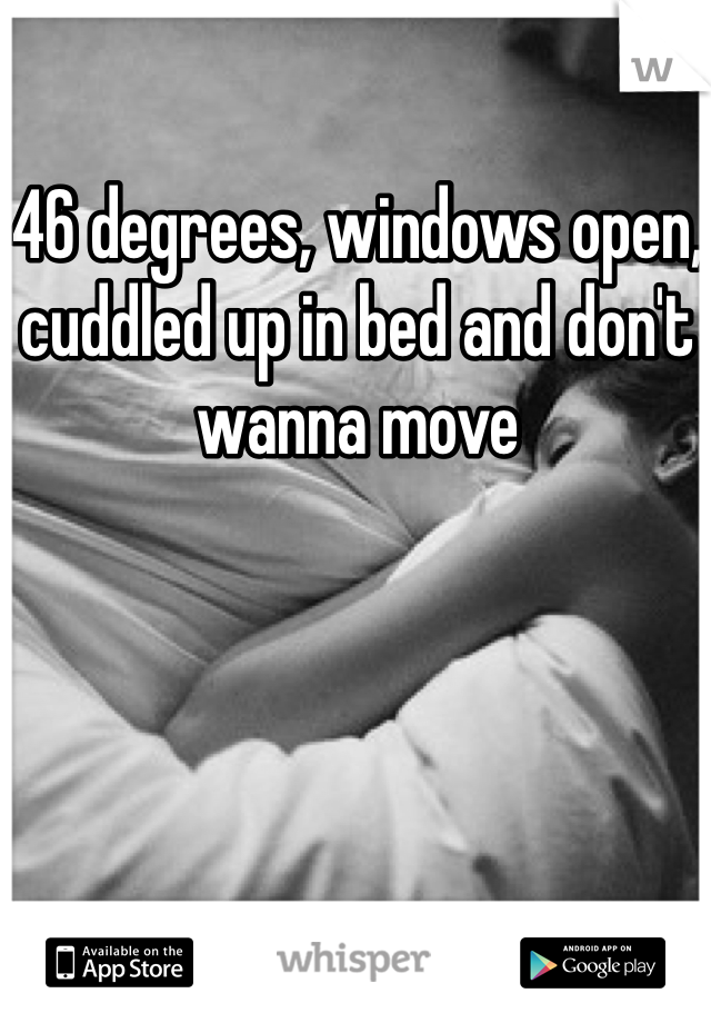 46 degrees, windows open, cuddled up in bed and don't wanna move 