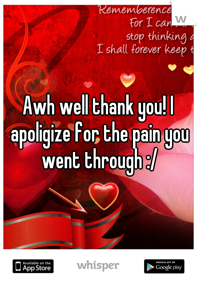 Awh well thank you! I apoligize for the pain you went through :/