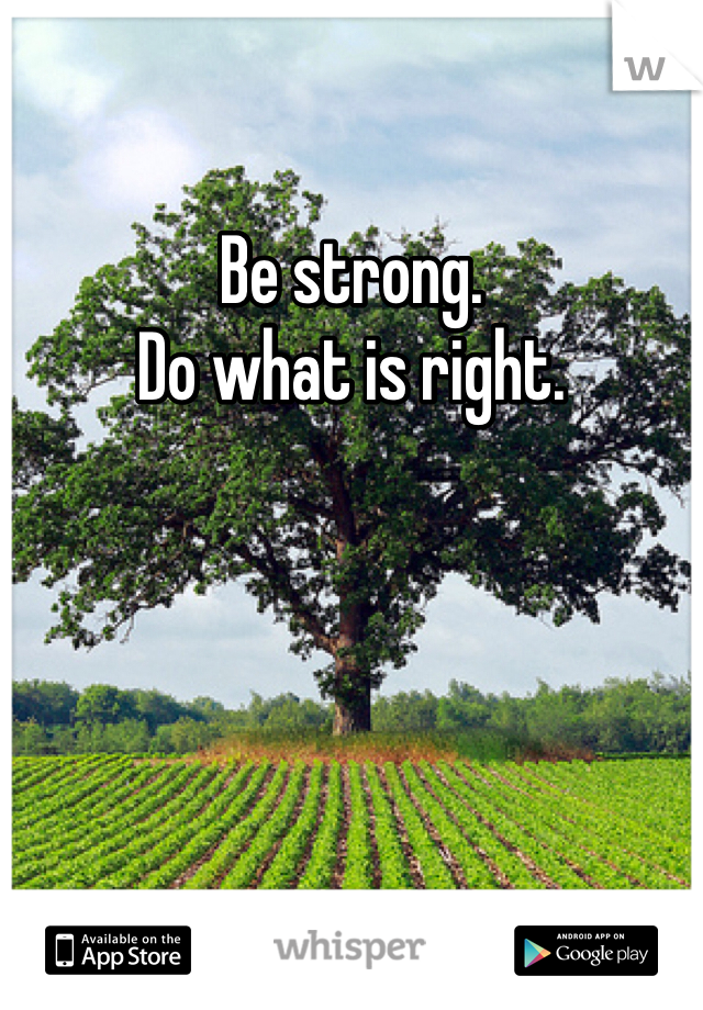 Be strong. 
Do what is right. 