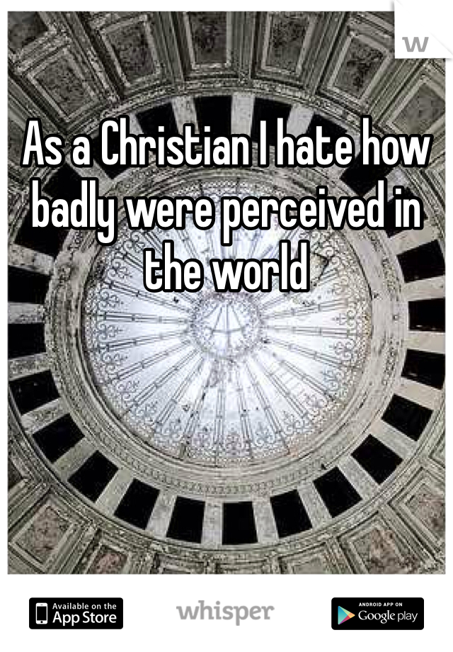 As a Christian I hate how badly were perceived in the world 