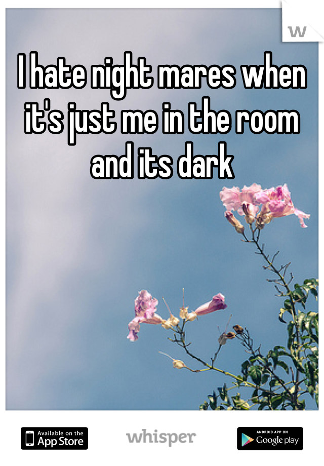 I hate night mares when it's just me in the room and its dark