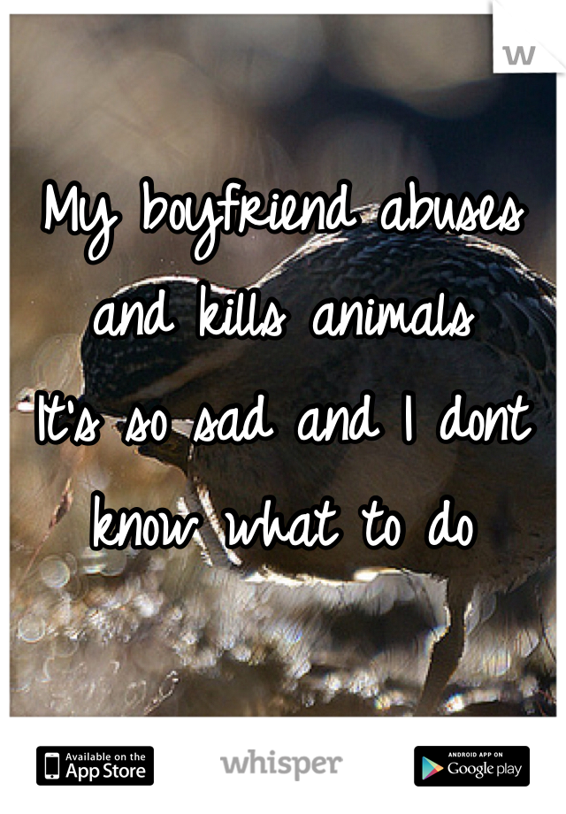My boyfriend abuses and kills animals 
It's so sad and I dont know what to do