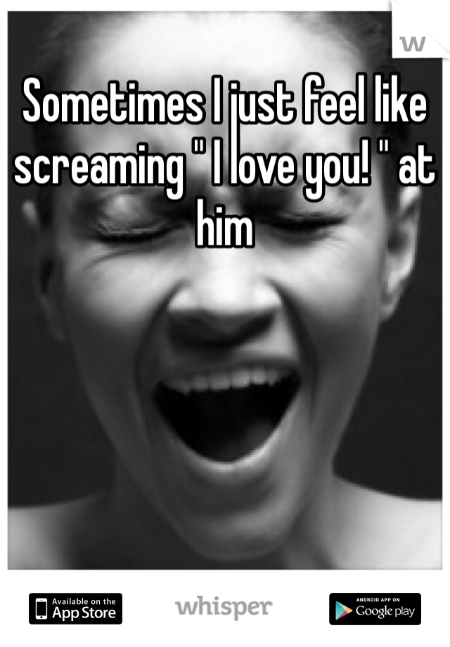Sometimes I just feel like screaming " I love you! " at him