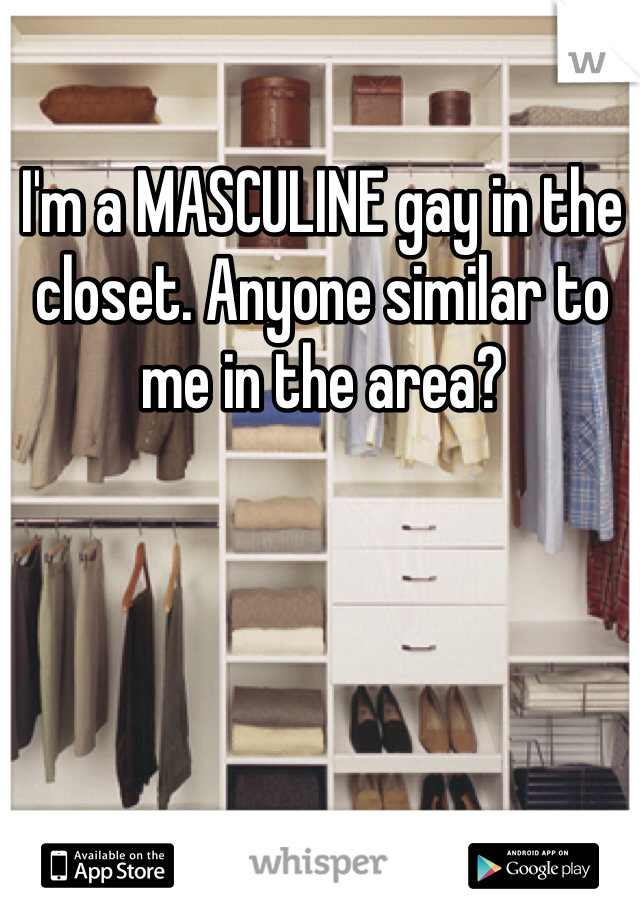 I'm a MASCULINE gay in the closet. Anyone similar to me in the area? 