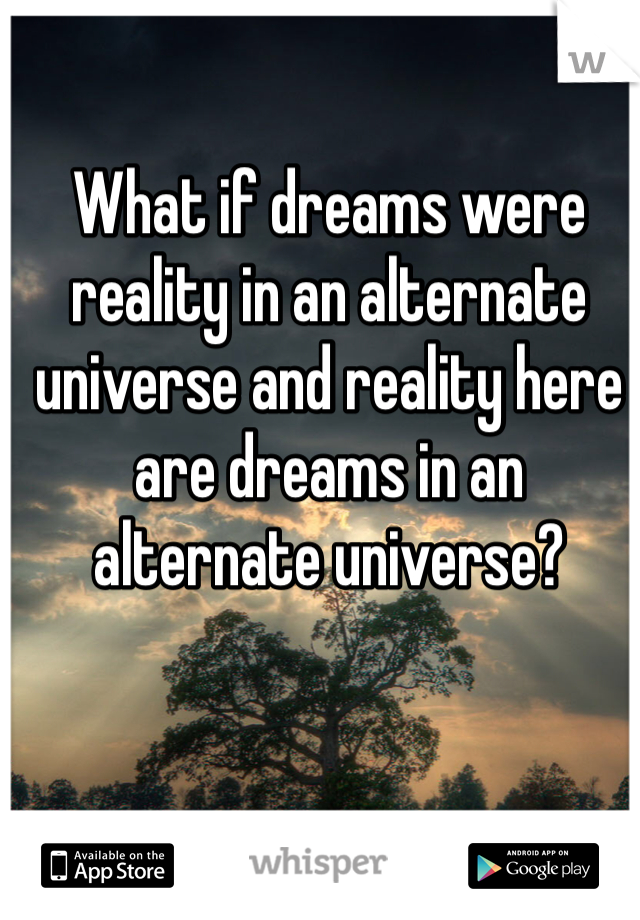 What if dreams were reality in an alternate universe and reality here are dreams in an alternate universe?