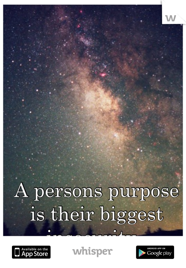 A persons purpose is their biggest insecurity. 