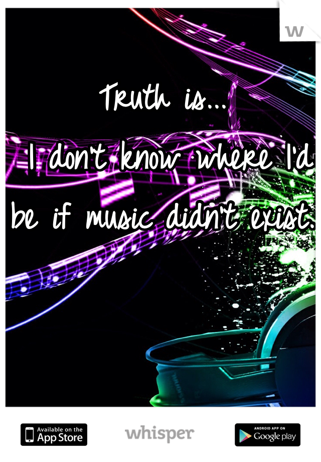 Truth is...
 I don't know where I'd be if music didn't exist.