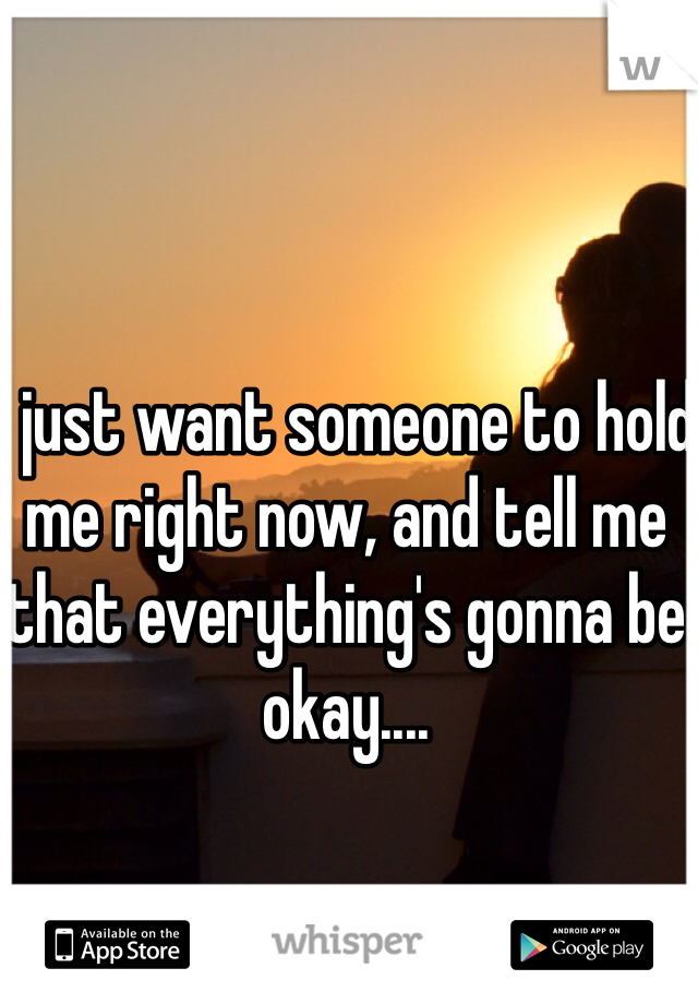 I just want someone to hold me right now, and tell me that everything's gonna be okay....