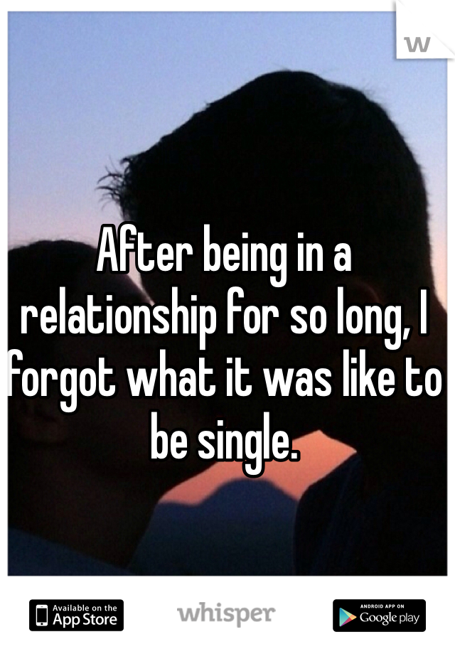 After being in a relationship for so long, I forgot what it was like to be single. 