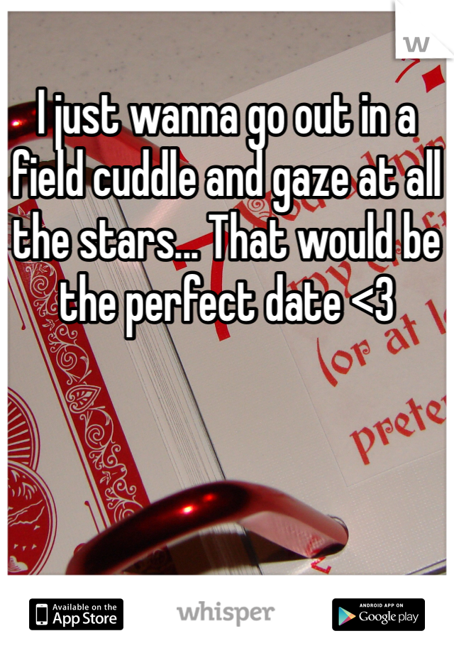 I just wanna go out in a field cuddle and gaze at all the stars... That would be the perfect date <3