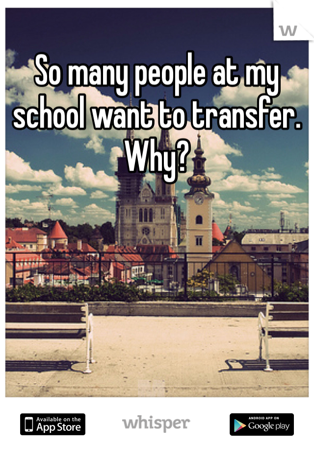 So many people at my school want to transfer. Why?