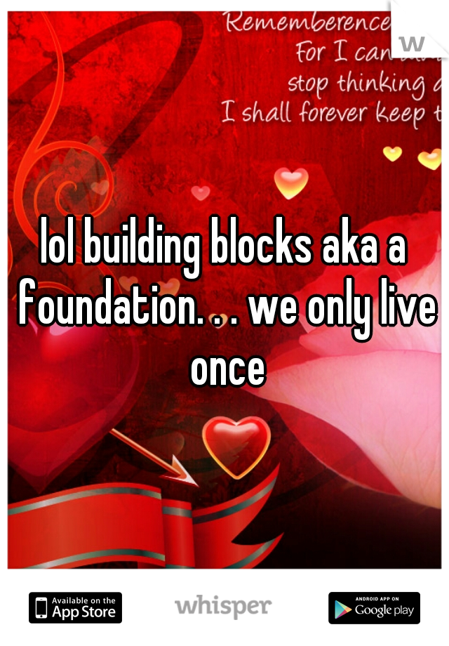 lol building blocks aka a foundation. . . we only live once