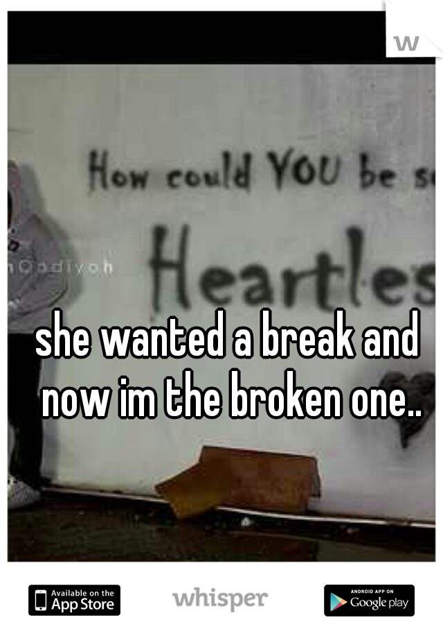 she wanted a break and now im the broken one..