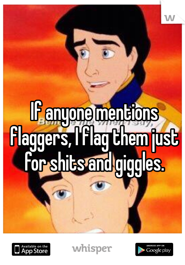 If anyone mentions flaggers, I flag them just for shits and giggles.