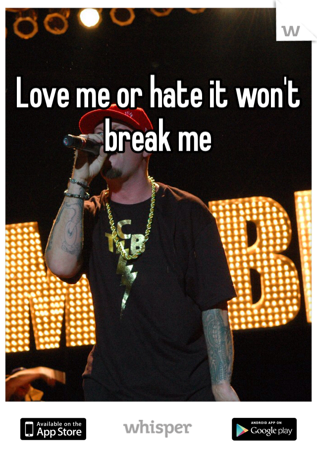 Love me or hate it won't break me 