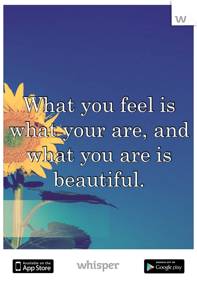 What you feel is what your are, and what you are is beautiful.