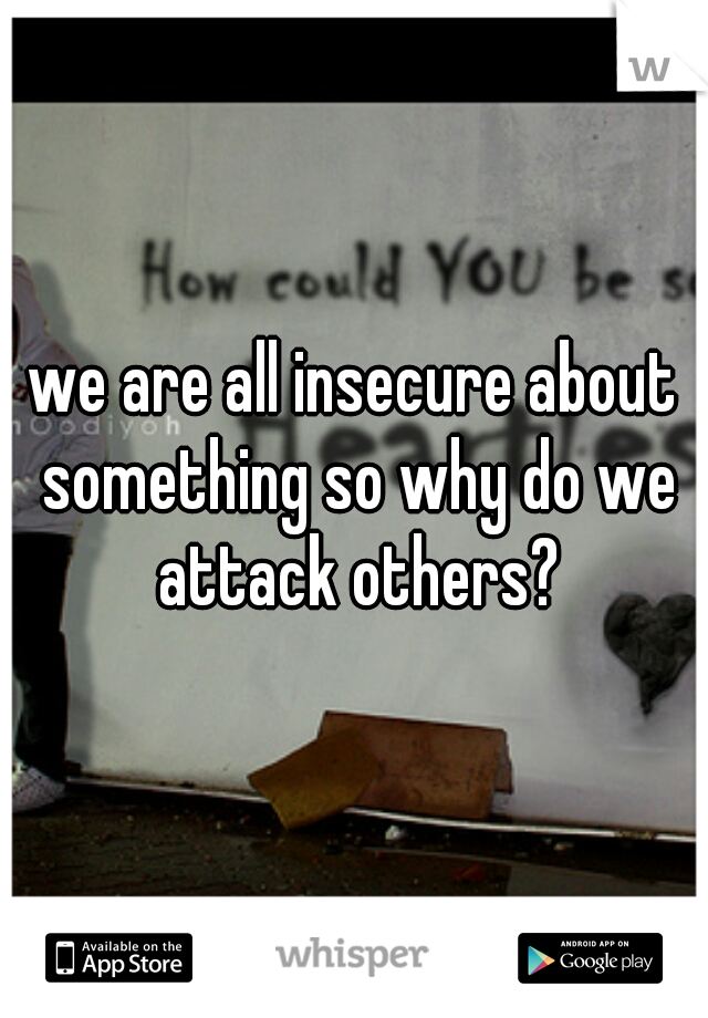 we are all insecure about something so why do we attack others?
