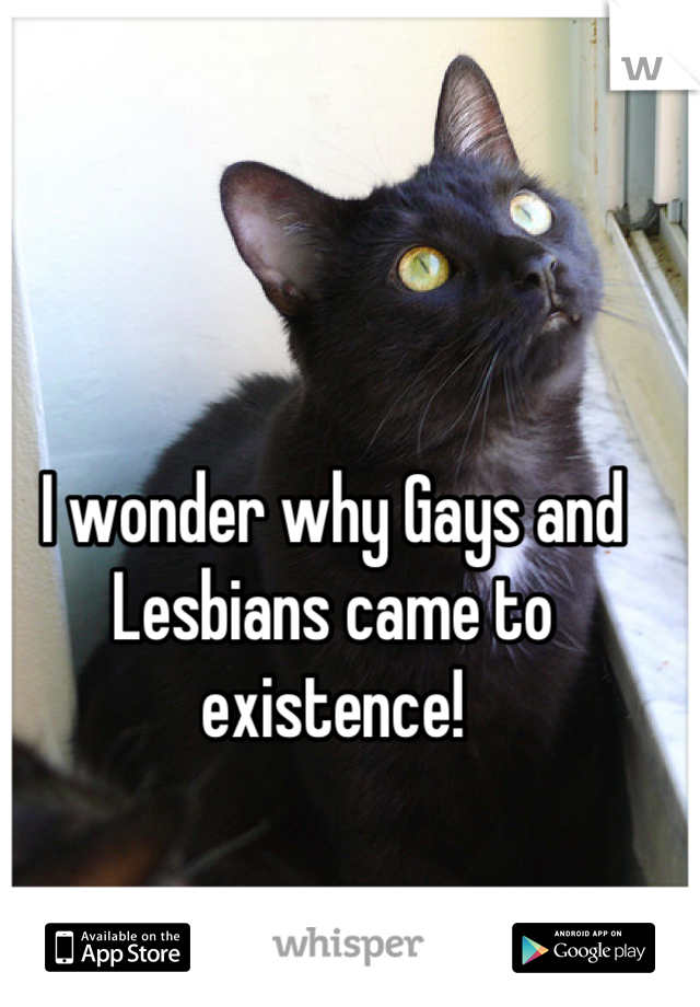I wonder why Gays and Lesbians came to existence!