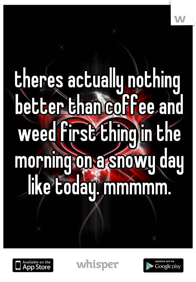 theres actually nothing better than coffee and weed first thing in the morning on a snowy day like today. mmmmm.