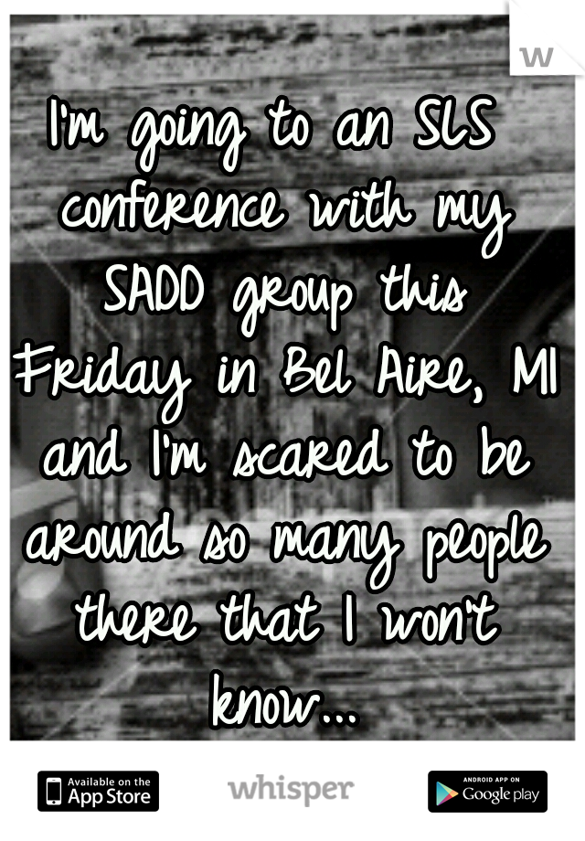 I'm going to an SLS conference with my SADD group this Friday in Bel Aire, MI and I'm scared to be around so many people there that I won't know...