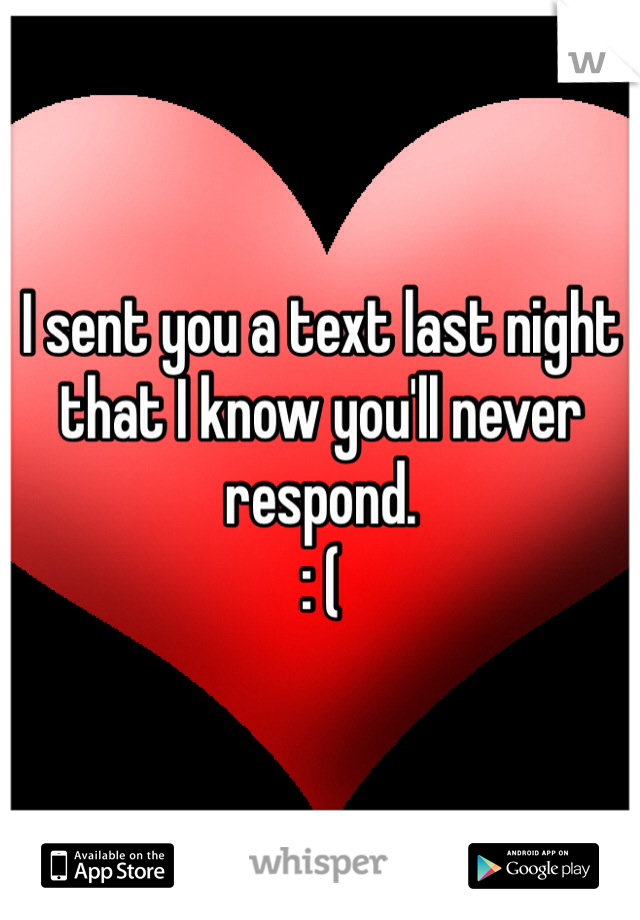 I sent you a text last night that I know you'll never respond.
: ( 