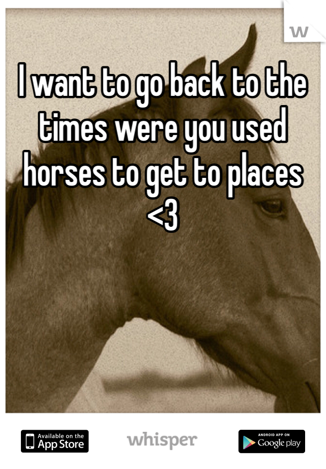 I want to go back to the times were you used horses to get to places <3