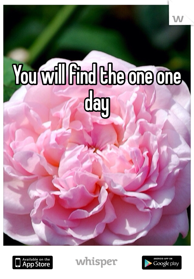 You will find the one one day