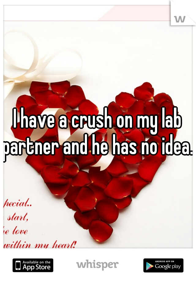 I have a crush on my lab partner and he has no idea. 