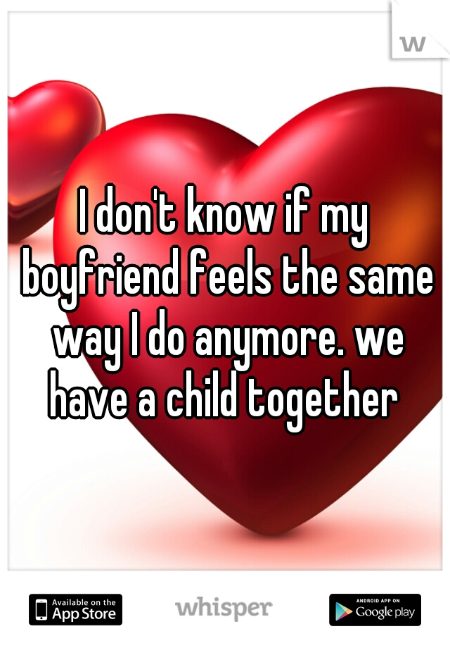 I don't know if my boyfriend feels the same way I do anymore. we have a child together 