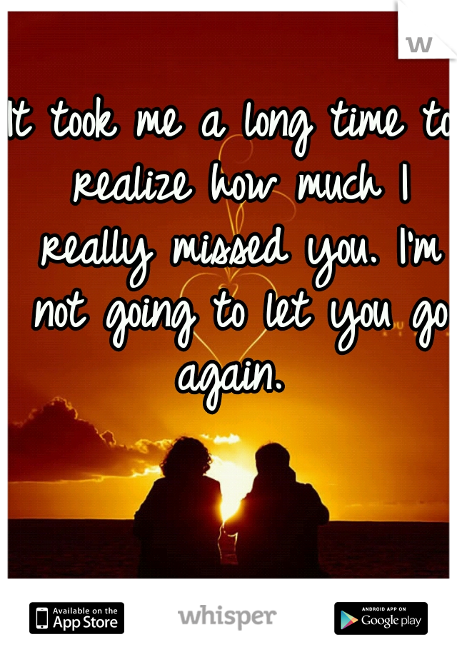 It took me a long time to realize how much I really missed you. I'm not going to let you go again. 