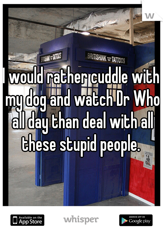 I would rather cuddle with my dog and watch Dr Who all day than deal with all these stupid people. 