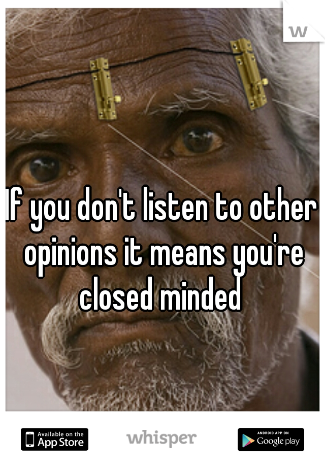 If you don't listen to other opinions it means you're closed minded 