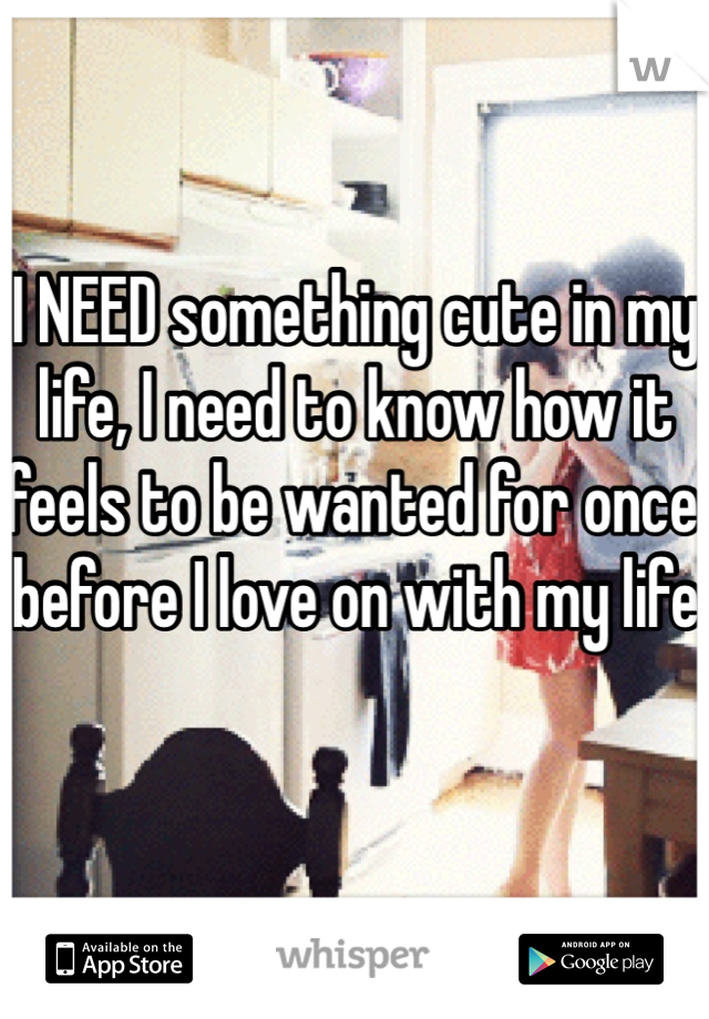 I NEED something cute in my life, I need to know how it feels to be wanted for once before I love on with my life