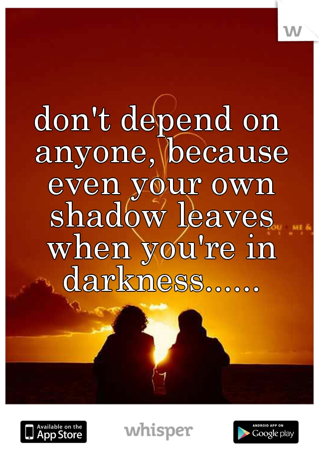 don't depend on anyone, because even your own shadow leaves when you're in darkness......