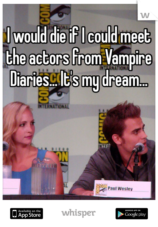 I would die if I could meet the actors from Vampire Diaries... It's my dream... 