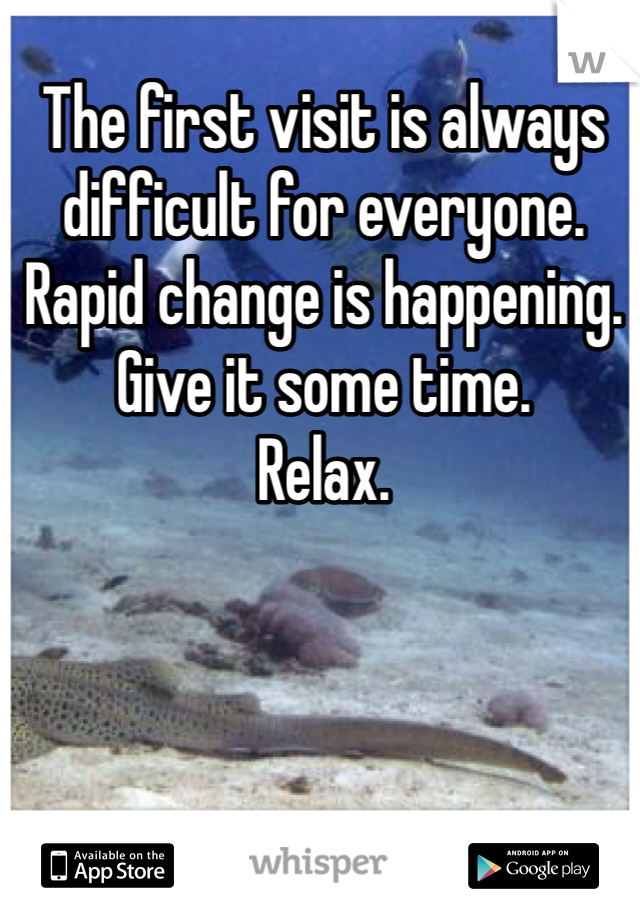 The first visit is always difficult for everyone. Rapid change is happening. Give it some time. 
Relax. 