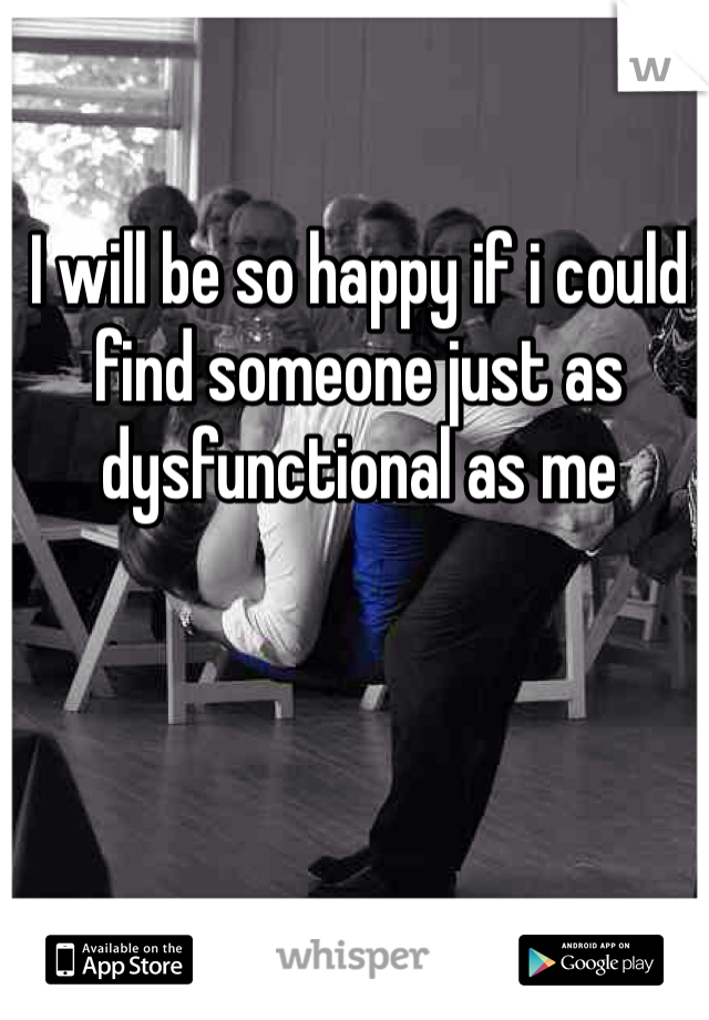 I will be so happy if i could find someone just as dysfunctional as me