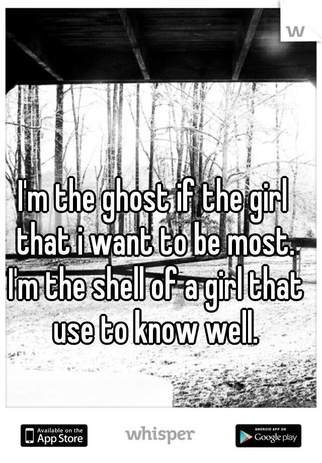 I'm the ghost if the girl that i want to be most. I'm the shell of a girl that use to know well.